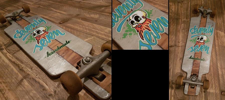 handgemaakte pinstriping op lowrider skateboard