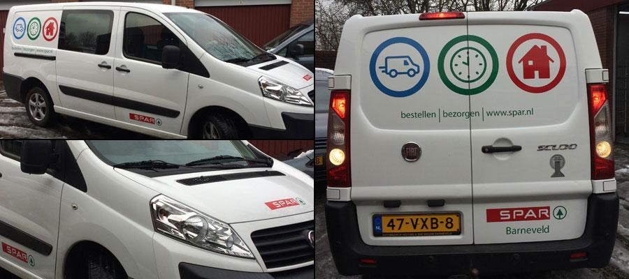 Hoppa reclame door van Veldhuizen Reclame! en de boodschappen kunnen weer gebracht worden door deze mooie wapen van Supermarkt Spar Barneveld.