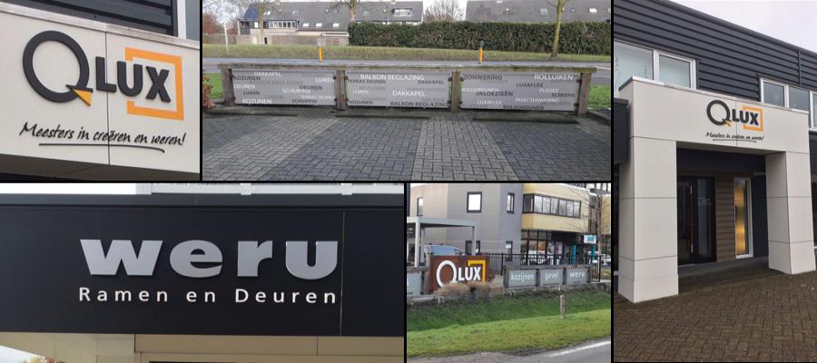 Een opfrisbeurt voor het pand van Weru - Qlux, met mooie 3D letters op de gevel door van Veldhuizen Reclame.